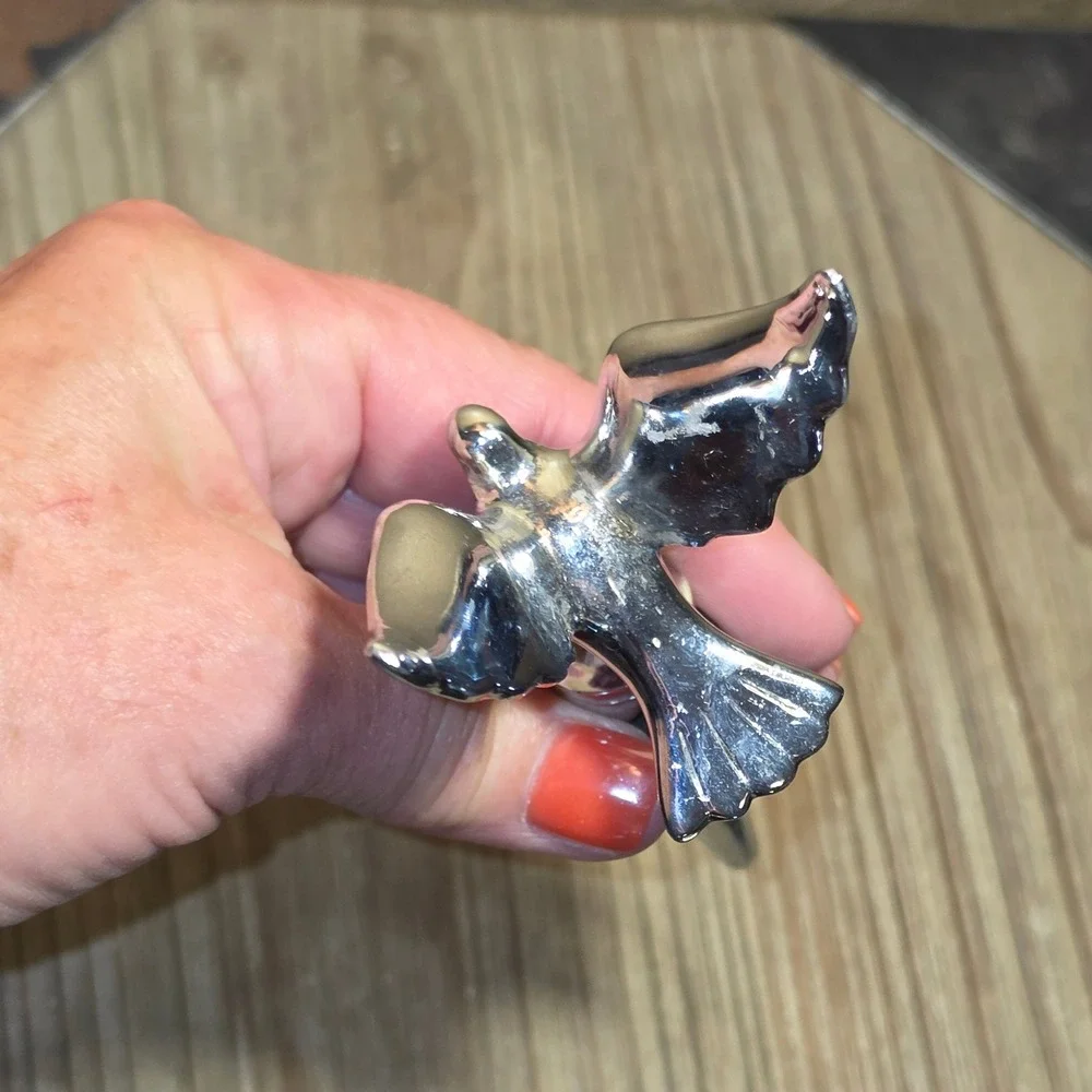 Silver Eagle Wine Bottle Stopper Chrome Metal Bird Hawk Barware Decor